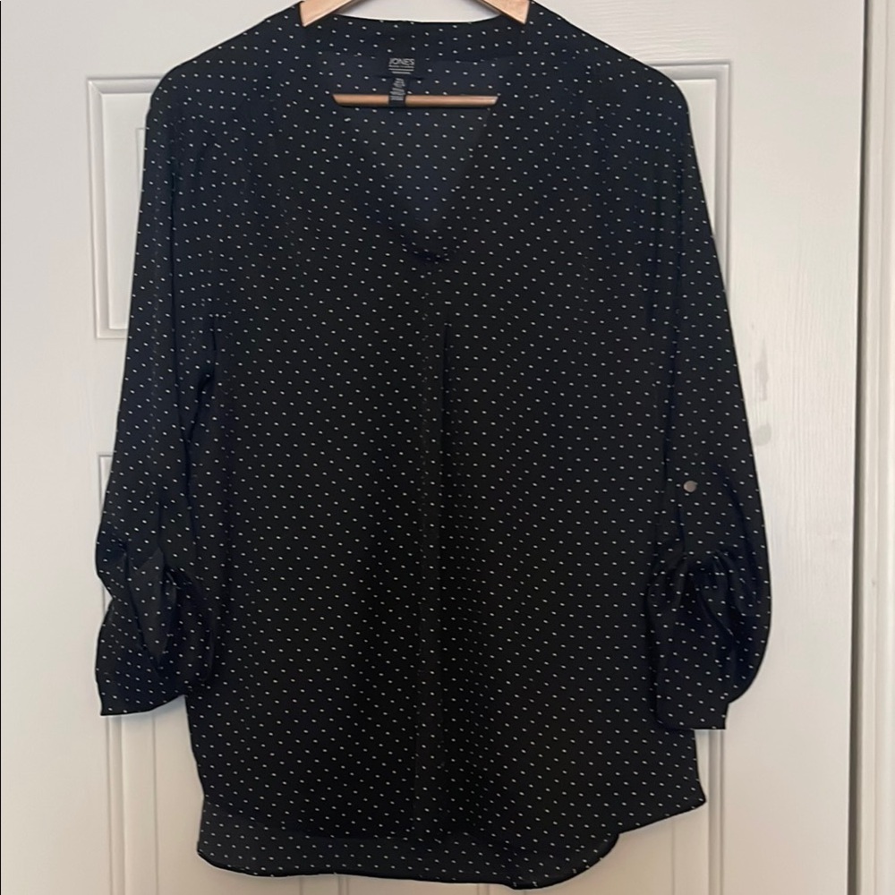 Jones New York Black with White Polka Dots Blouse.